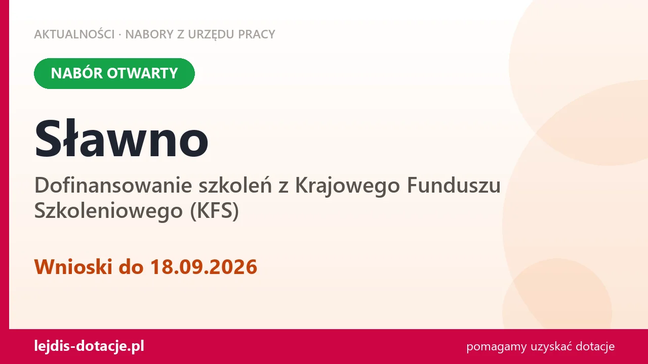 Sławno: trwa nabór na dofinansowanie szkoleń z KFS (18 września 2026)