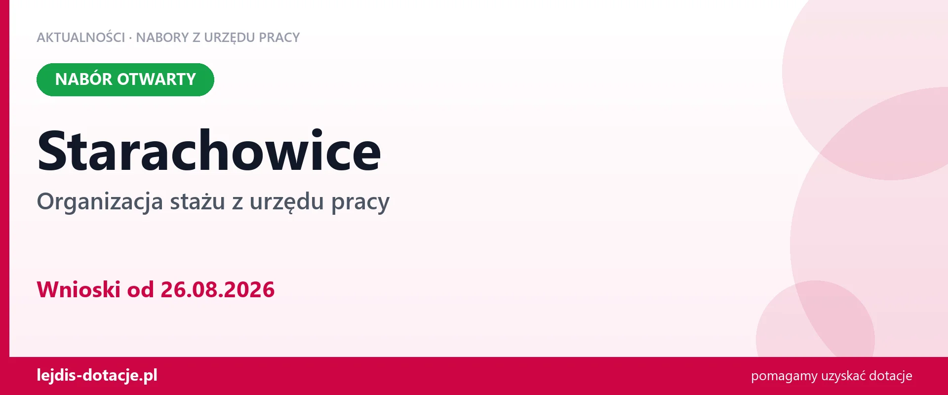 Starachowice: trwa nabór na organizację stażu (26 sierpnia 2026)