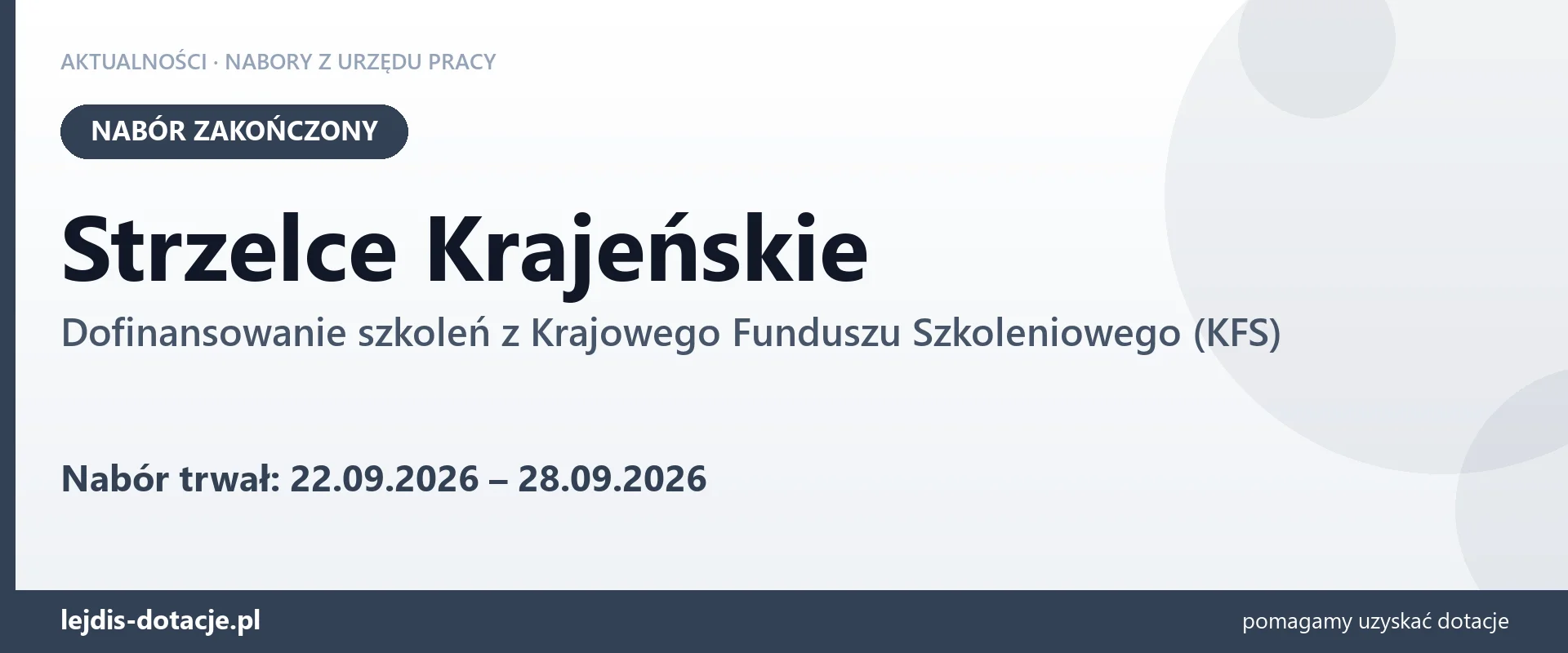 Strzelce Krajeńskie: nabór na dofinansowanie szkoleń z KFS zakończony (28 września 2026)