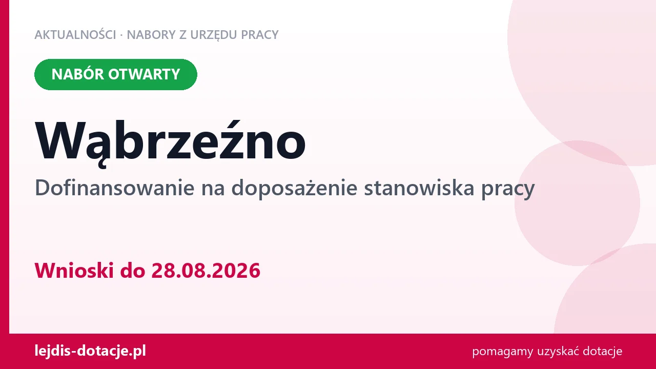 Wąbrzeźno: trwa nabór na dofinansowanie na doposażenie stanowiska pracy (28 sierpnia 2026)