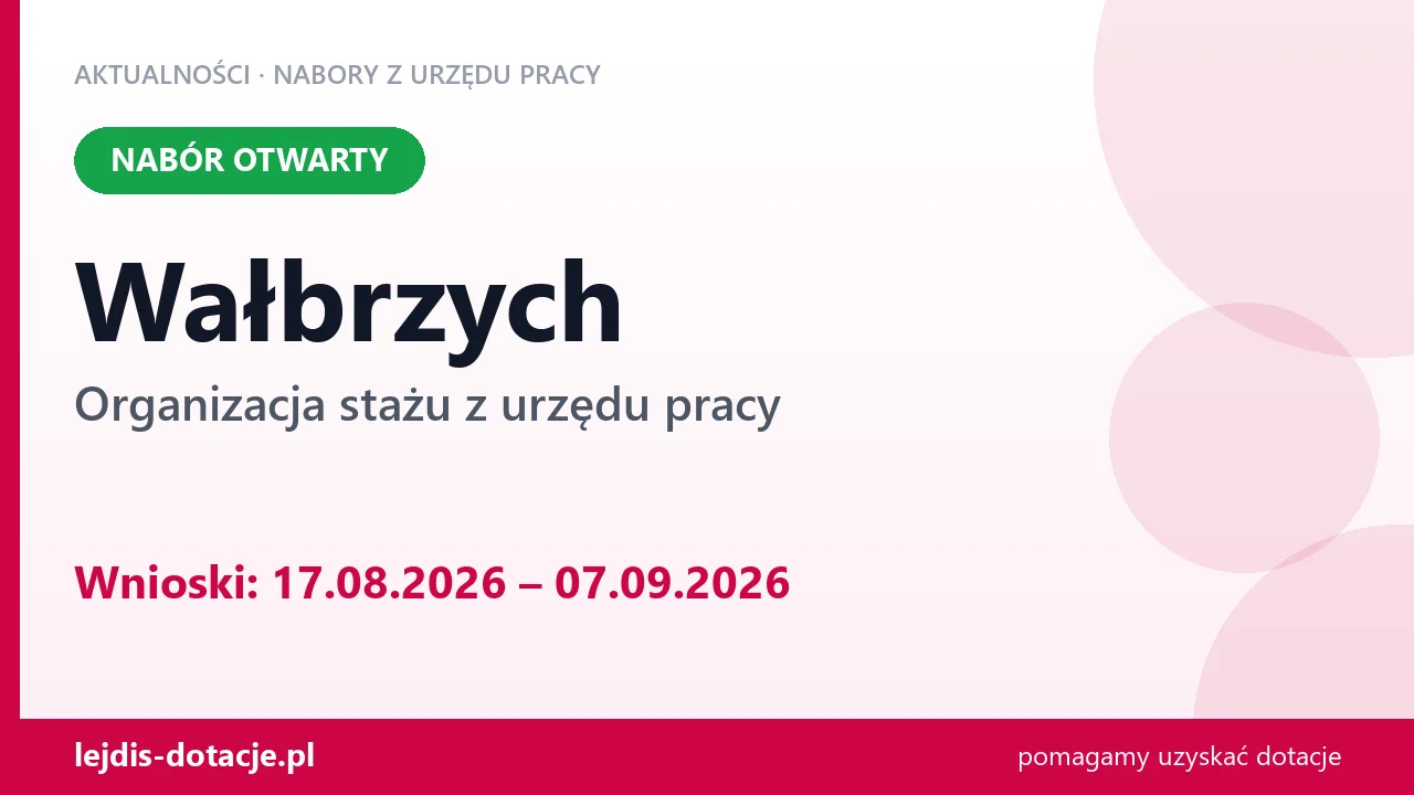 Wałbrzych: trwa nabór na organizację stażu (17 sierpnia 2026)
