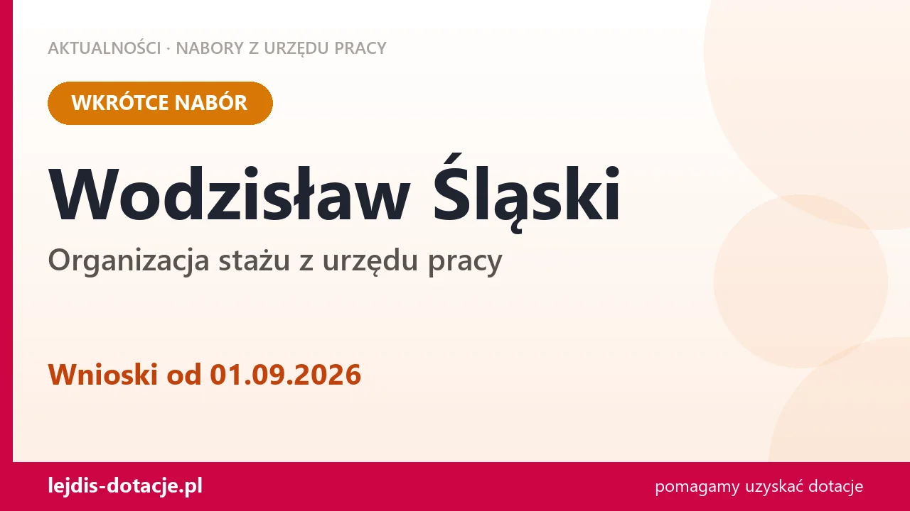 Wodzisław Śląski: od 01.09.2026 rusza nabór na organizację stażu (1 września 2026)
