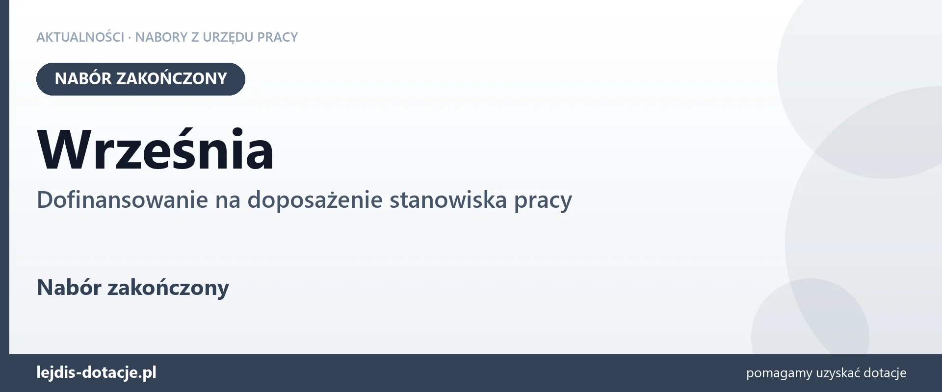 Września: nabór na dofinansowanie na doposażenie stanowiska pracy zakończony (21 sierpnia 2026)