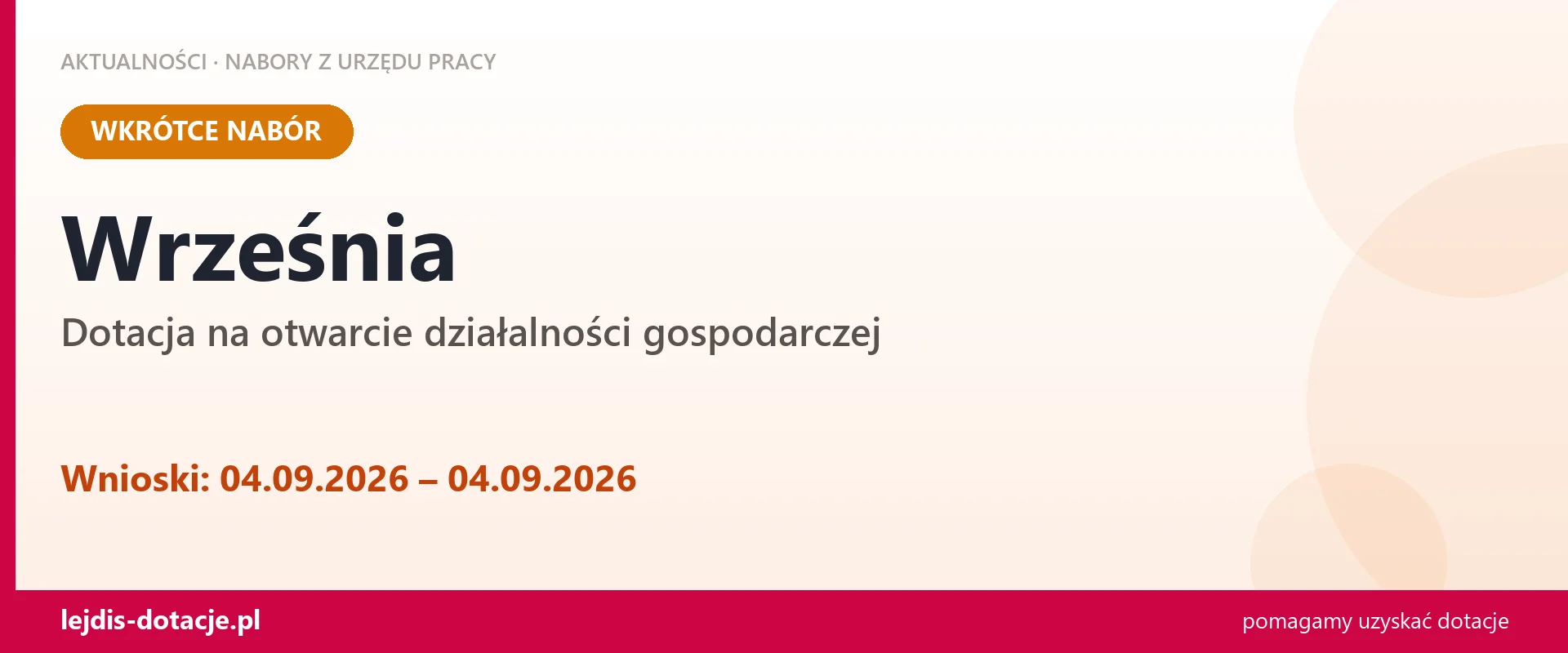 Września: od 04.09.2026 rusza nabór na dotację na otwarcie działalności gospodarczej (4 września 2026)