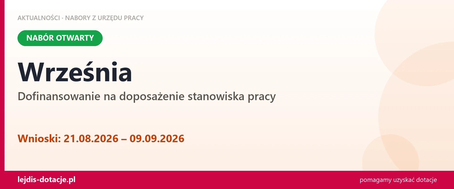 Września: trwa nabór na dofinansowanie na doposażenie stanowiska pracy (21 sierpnia 2026)