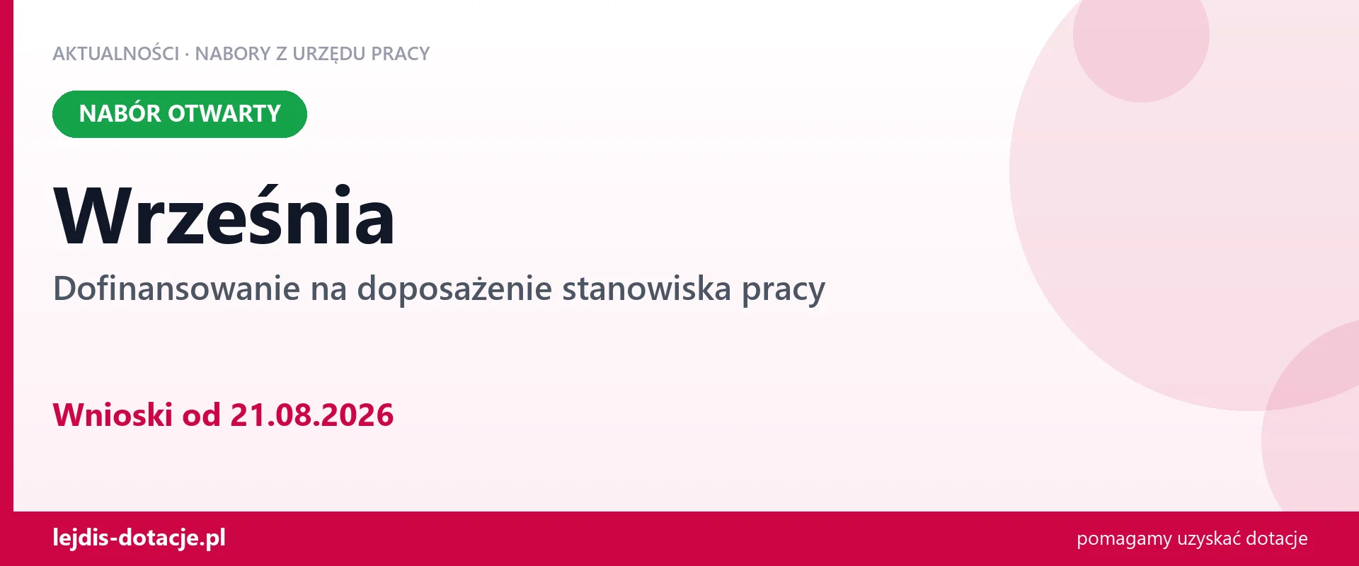 Września: trwa nabór na dofinansowanie na doposażenie stanowiska pracy (21 sierpnia 2026)