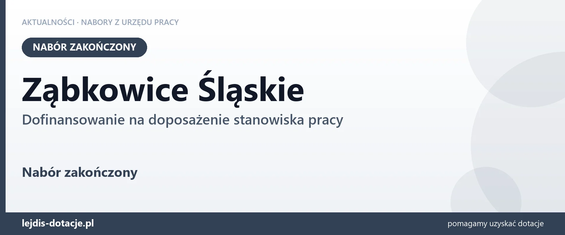 Ząbkowice Śląskie: nabór na dofinansowanie na doposażenie stanowiska pracy zakończony (3 sierpnia 2026)