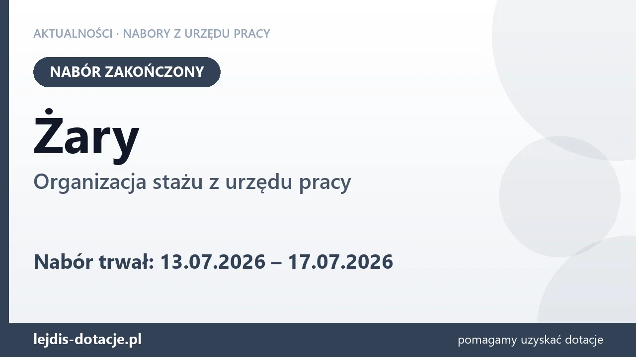 Żary: nabór na organizację stażu zakończony (17 lipca 2026)