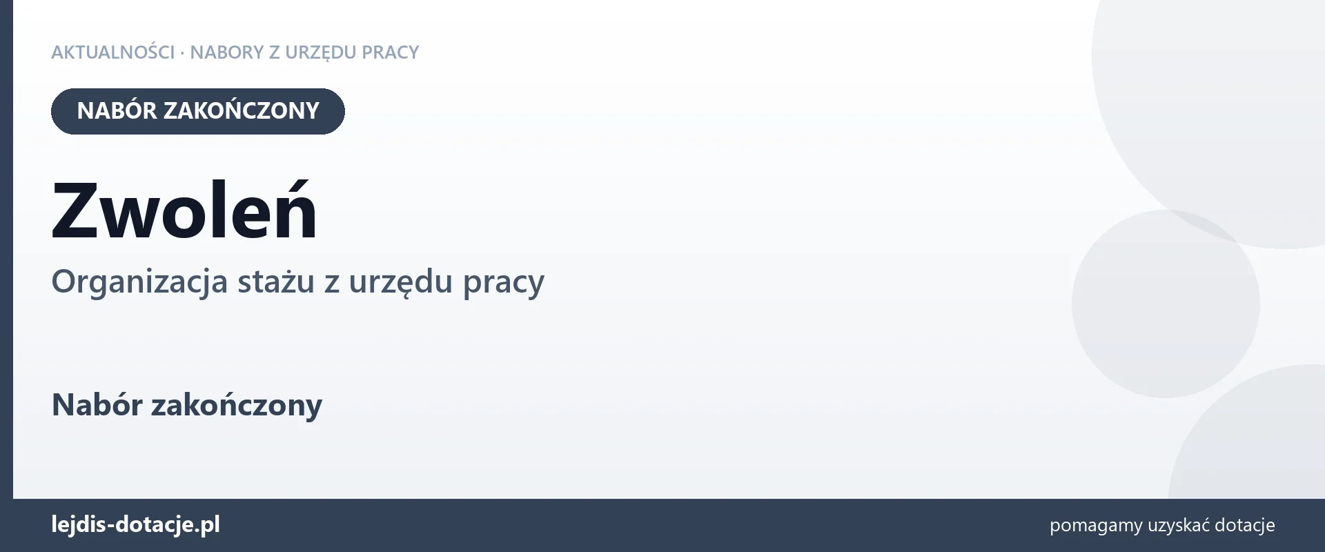Zwoleń: nabór na organizację stażu zakończony (5 października 2026)